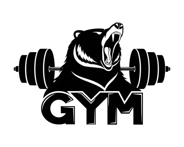 Gym sign with bear and barbell. — Stock Vector