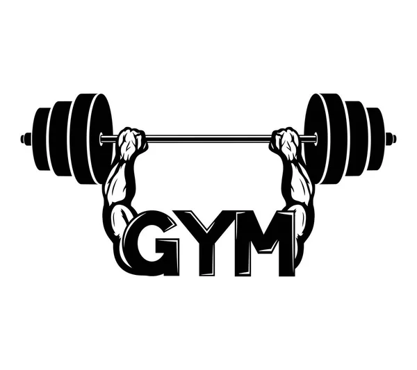 Gym sign with barbell. — Stock Vector