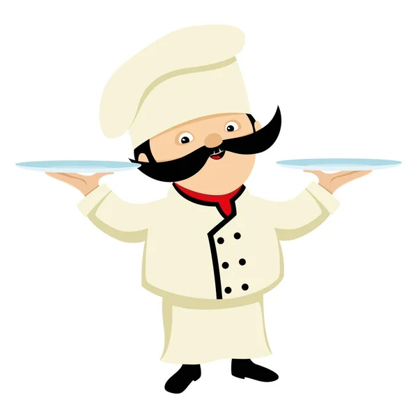 Chef with plates. — Stock Vector