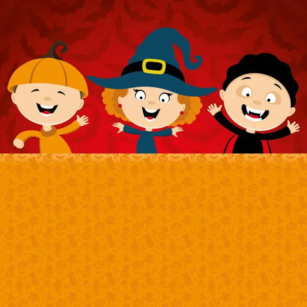 Halloween avec des enfants joyeux . — Image vectorielle