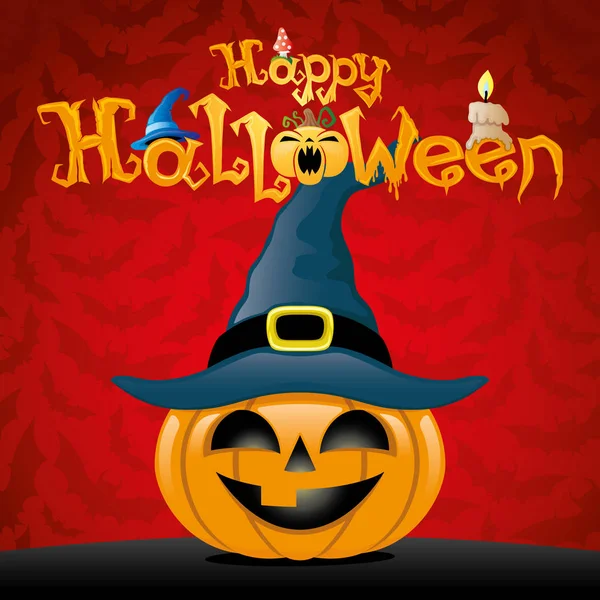 Calabaza de Halloween en sombrero de bruja. — Archivo Imágenes Vectoriales