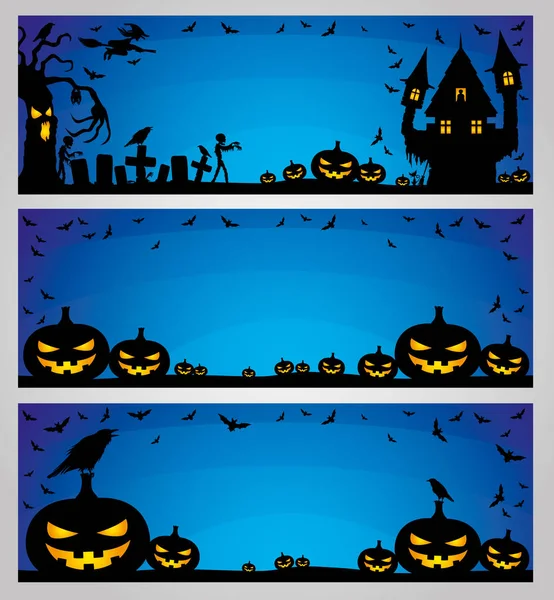 Halloween blå banners. — Stock vektor