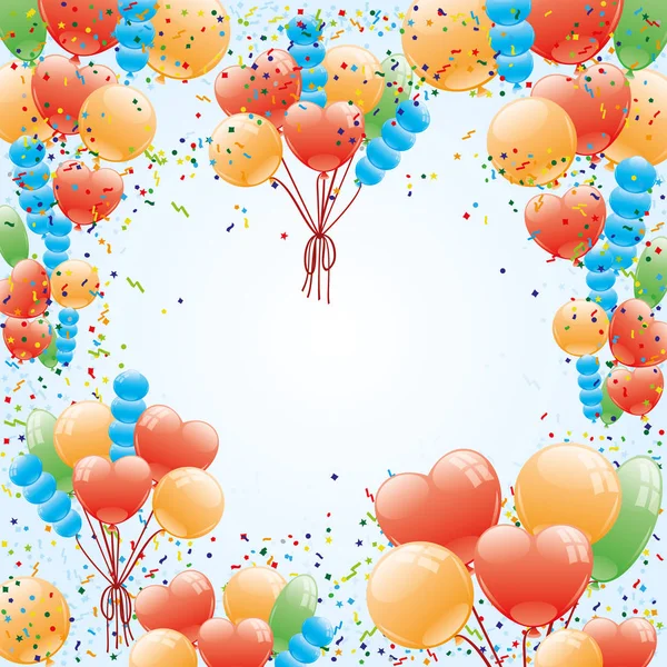 Globos y confeti . — Archivo Imágenes Vectoriales