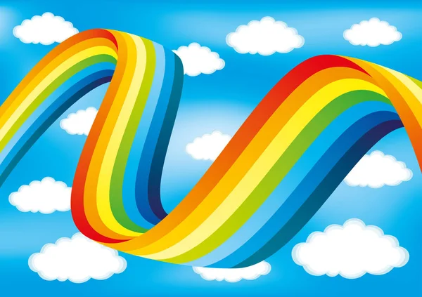 Regenboog en wolken. — Stockvector