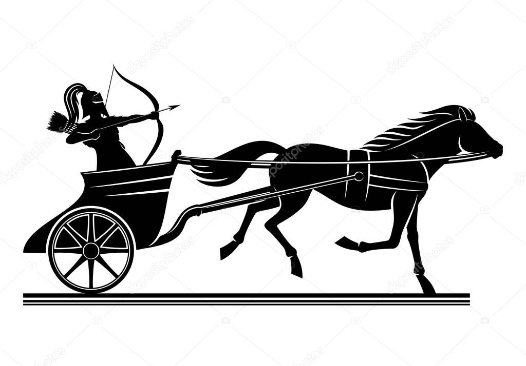 War chariot sign on a white background.