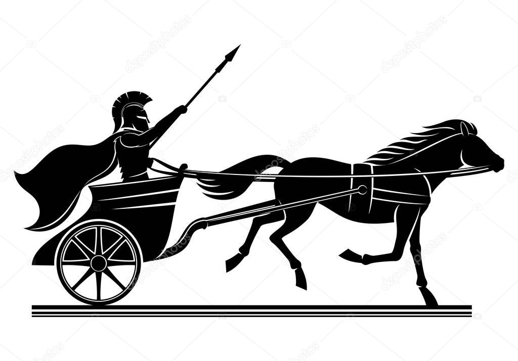 War chariot sign on a white background.