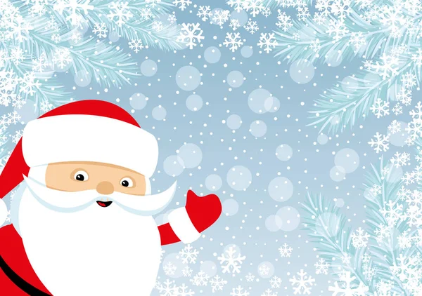 Fond Hiver Avec Flocons Neige Père Noël — Image vectorielle