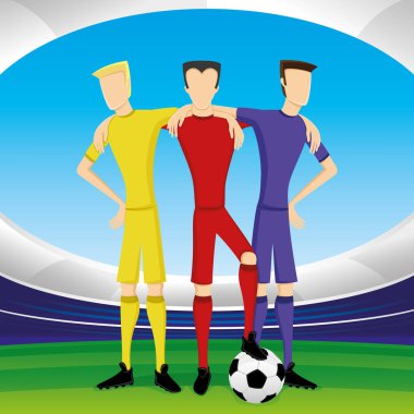 Futbolcular stadyumun bir top ile.