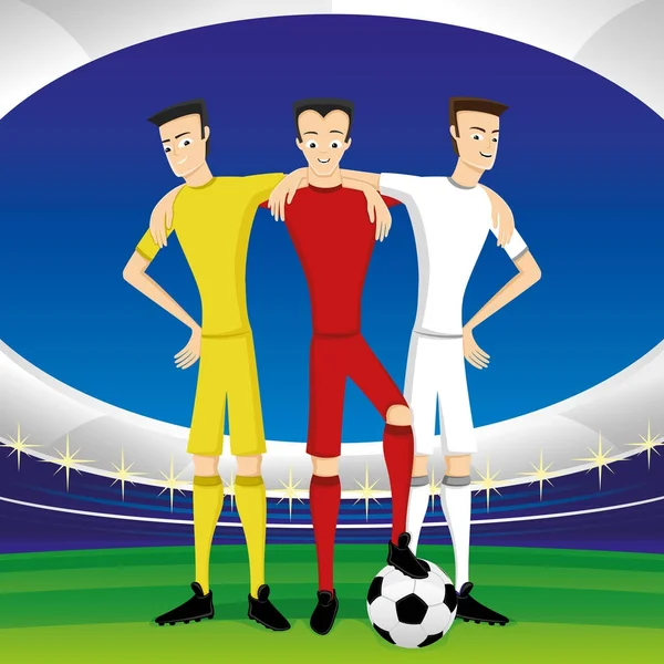 Futbolcular stadyumun bir top ile.