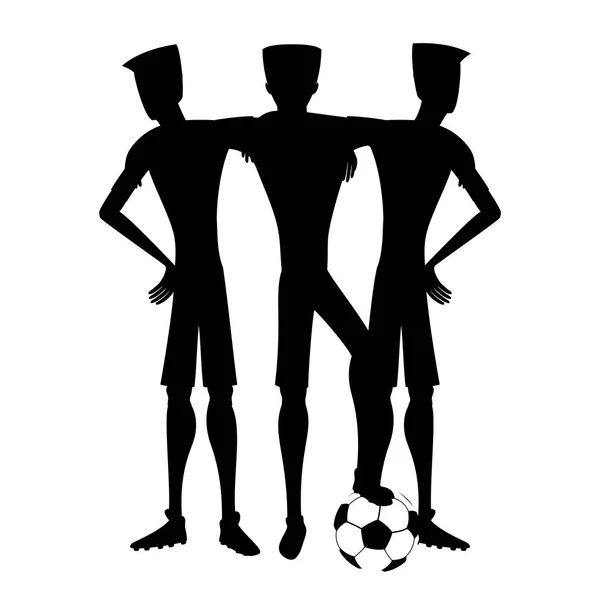 Joueurs Football Avec Ballon Sur Fond Blanc — Image vectorielle