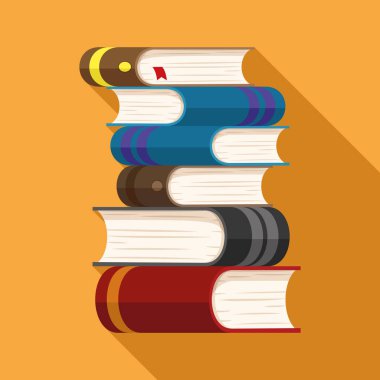 Yığın kitap turuncu bir arka plan üzerinde.