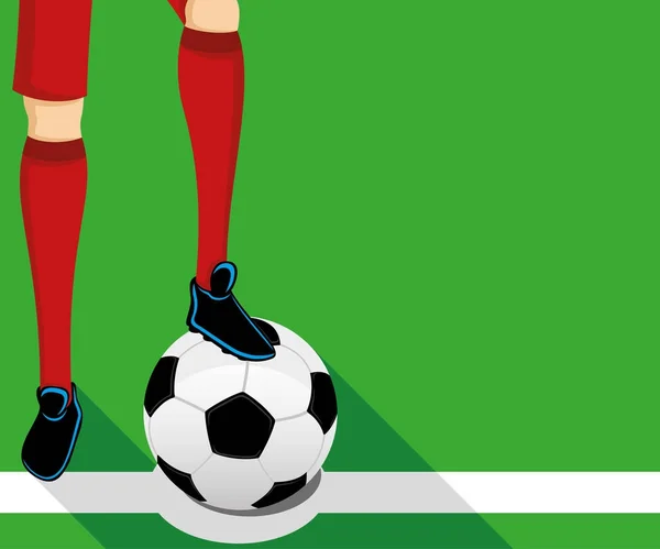 Joueur Football Avec Ballon Sur Herbe — Image vectorielle