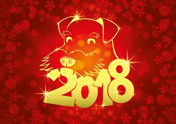 Köpek sembolü kırmızı bir arka plan üzerinde yeni yılın.