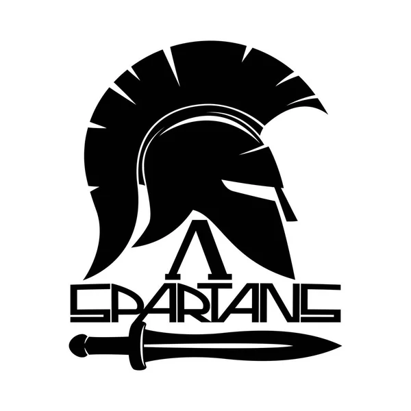 Spartanisches Helmschild Auf Weißem Hintergrund — Stockvektor