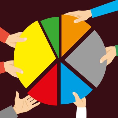 Yuvarlak renk infographics iş adamları elinde.