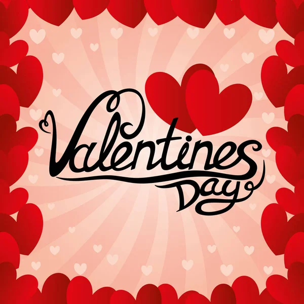Illustration Rose Avec Des Cœurs Rouges Pour Saint Valentin — Image vectorielle