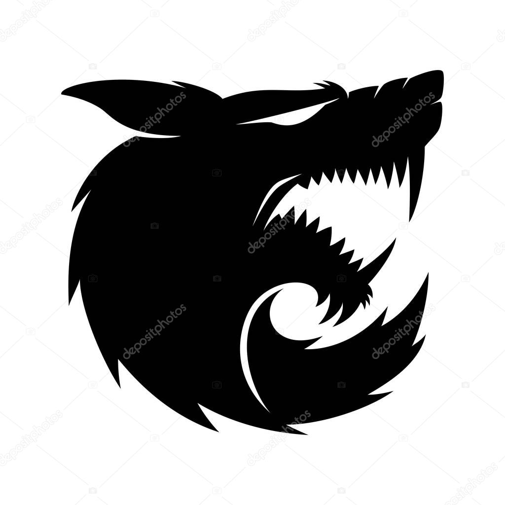 Black wolf sign on a white background.