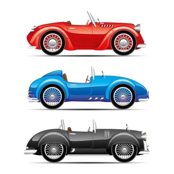 Conjunto Coches Retro Sobre Fondo Blanco — Vector de stock