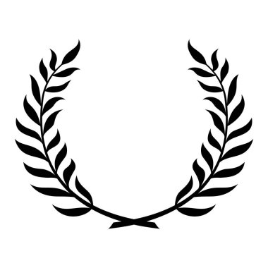 Beyaz arka planda siyah defne çelengi işareti.