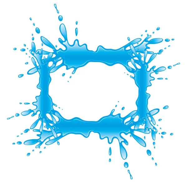 Μπλε Πλαίσιο Του Splash Water Λευκό Φόντο — Διανυσματικό Αρχείο
