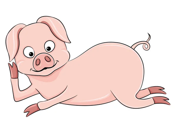 Mignon Cochon Rose Sur Fond Blanc — Image vectorielle