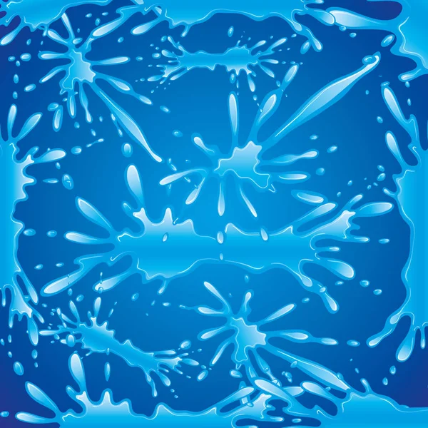 水花洒在蓝色背景上 — 图库矢量图片