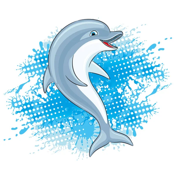 Dolphin Vody Splash Bílém Pozadí — Stockový vektor