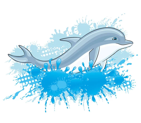 Дельфин Брызги Воды Белом Фоне — стоковый вектор