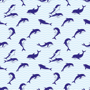 Desen sorunsuz arka plan için sevimli yunuslar ile.