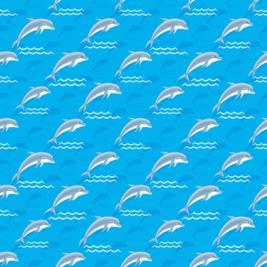 Desen sorunsuz arka plan için sevimli yunuslar ile.