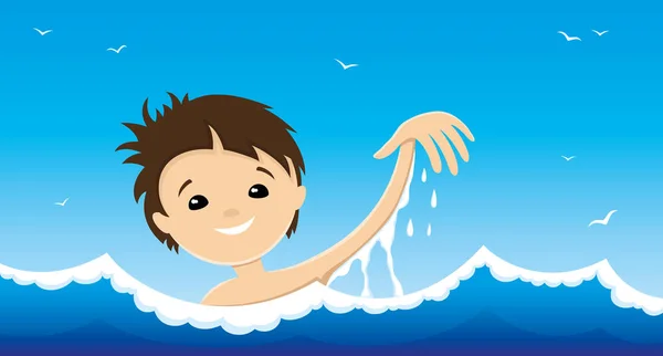 Child Swimming Blue Water — Stock Vector