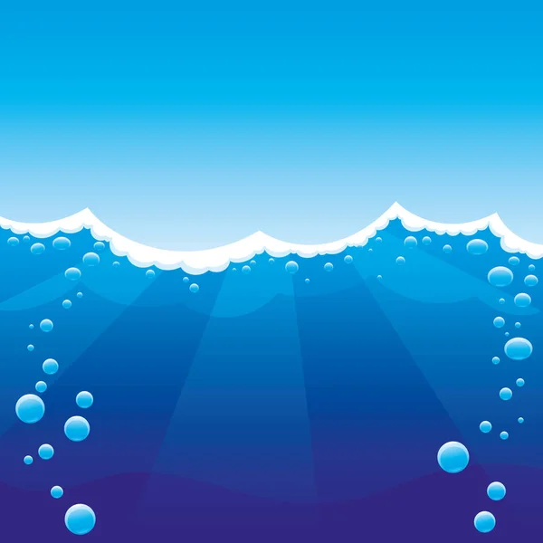 Mořské Vlny Bublinkami Modrá Obloha — Stockový vektor