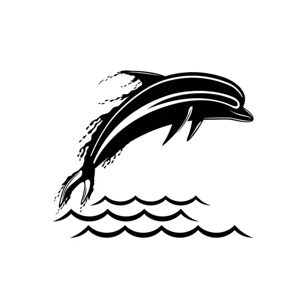 Черный Знак Дельфина Белом Фоне — стоковый вектор