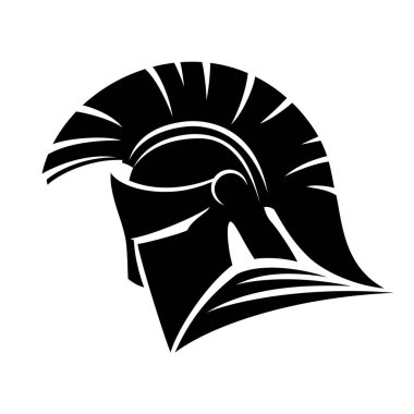 Siyah Spartalı kask beyaz arka plan üzerinde oturum.