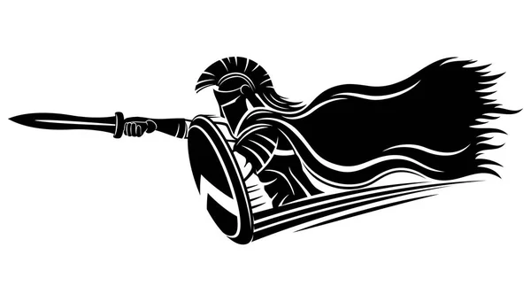 Spartan Mit Schwert Und Schild Auf Weißem Hintergrund — Stockvektor