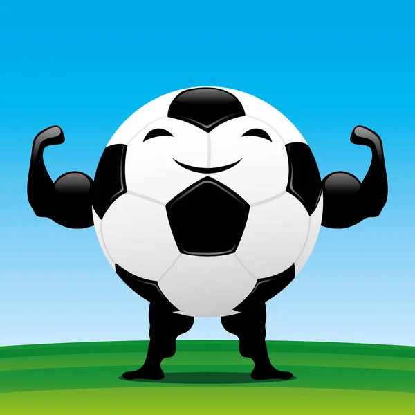 Ballon Football Fort Sur Terrain Vert — Image vectorielle