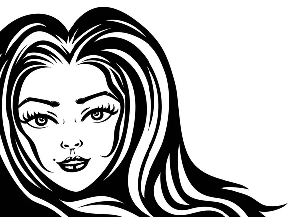 Красивая Женщина Длинными Волосами Белом Фоне — стоковый вектор