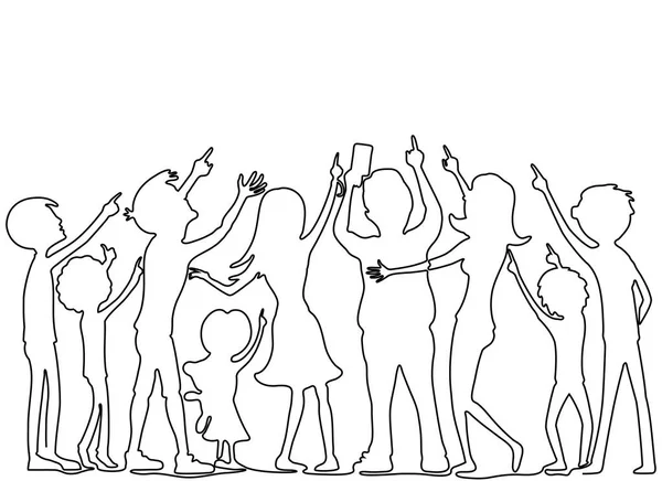 Group People Continuous Line — Stock Vector