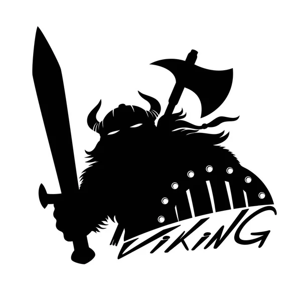 Viking Com Espada Escudo Sobre Fundo Branco — Vetor de Stock