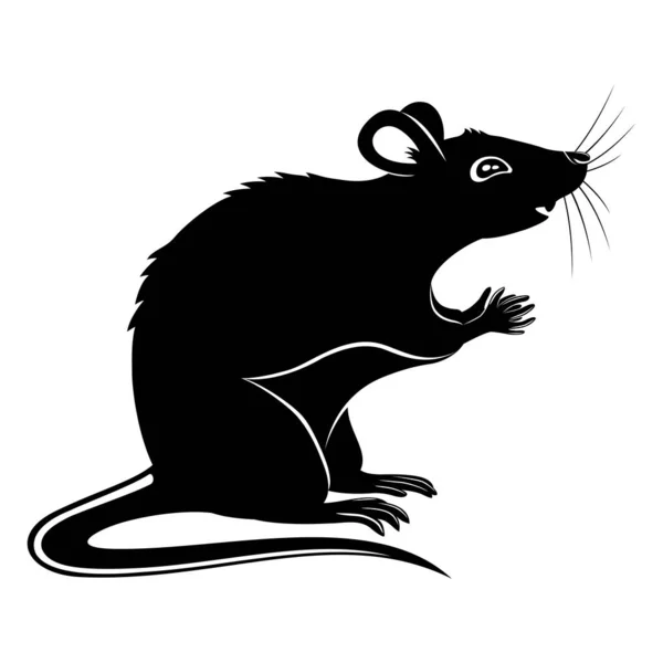 Black Rat Sign White Background — Stock Vector