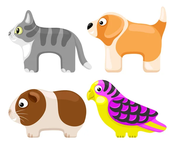 Set Toy Pets White Background — Stock Vector