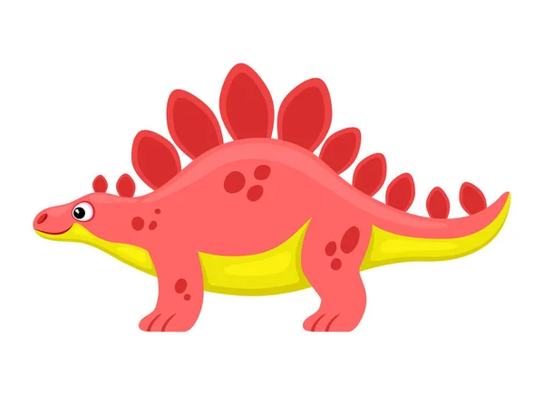 Mignon Stegosaurus Rose Dinosaure Sur Fond Blanc — Image vectorielle