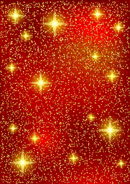 Bright Christmas Red Background Stars Sparkles — Stock Vector