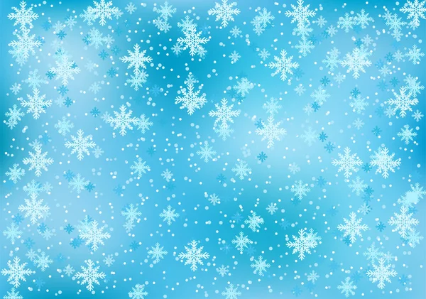 Fondo Navidad Invierno Con Copos Nieve Sobre Fondo Azul — Vector de stock