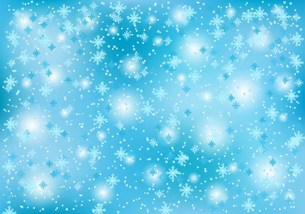 Fondo Navidad Invierno Con Copos Nieve Sobre Fondo Azul — Vector de stock