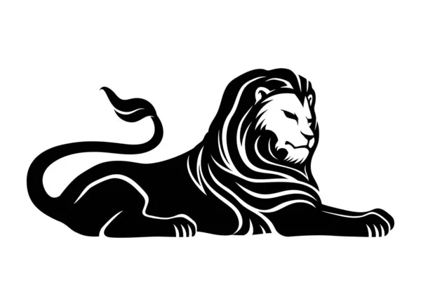 Schwarzer Löwe Auf Weißem Hintergrund — Stockvektor
