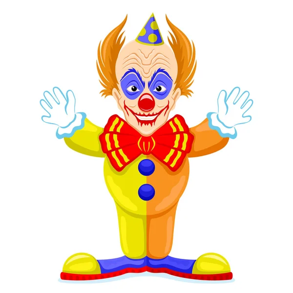 Skrämmande Och Rolig Clown Vit Bakgrund — Stock vektor