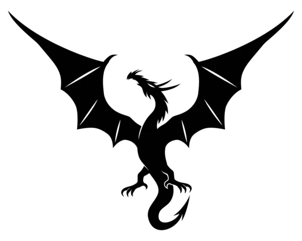 Black Dragon Sign White Background — Stock Vector