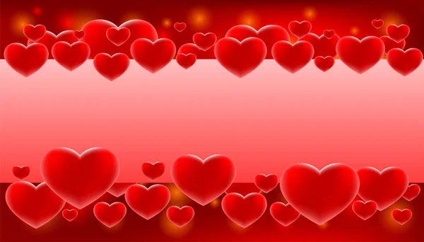 Kırmızı Arka Planda Sevgililer Günü Için Aşk Kalpleri — Stok Vektör