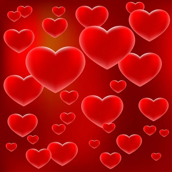 Los Corazones Amor Para Día San Valentín Sobre Fondo Rojo — Vector de stock
